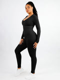 Wholesale Deep V-neck High Stretchy Seamless Tummy Control Jumpsuit